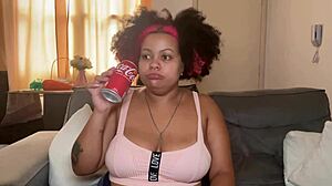 CHUBBY BBW DRINKS Coke BURPS And FARTS Huge Ass TITS