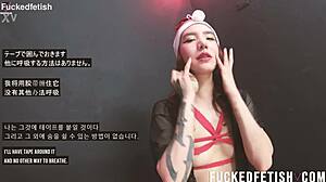 Sattira Bound in Restraint Sphere with Lip Mask Cling Film