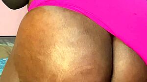 oiled ebony teases dirty talk riding dildo wet pussy