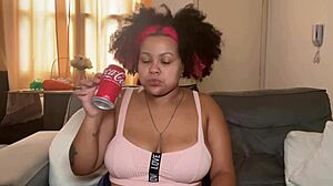 CHUBBY BBW DRINKS Coke BURPS And FARTS Huge Ass TITS