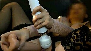 Busty Babe's Huge Dildo Ride in Taxi Orgasm Scream