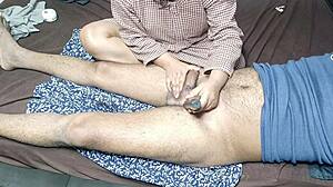 stepmom trims my cock hair before homemade rimjob