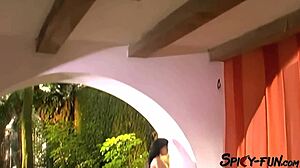 Horny model ass fucked hard in steamy ffm threesome