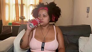 CHUBBY BBW DRINKS Coke BURPS And FARTS Huge Ass TITS