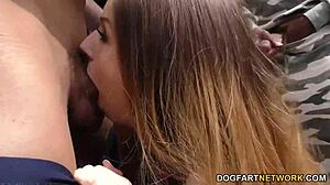 Stella Cox slurps black monster cocks for massive facial bukkake 😍💦