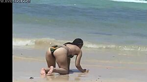 Peach Teases Her Ass On Caribbean Beach Waves