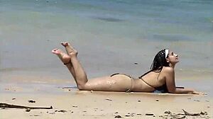 Peach Teases Her Ass On Caribbean Beach Waves