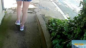 Bosnia Street Flasher Exposes Bare Nude Pussy Mala Dvojka