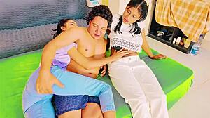 Mysterious FFM Threesome Ignites Petite Woman's Wild Squirting Ride