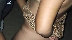 Horny homemade latina couple fingers and flashes pussy on public beach