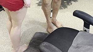 Big Tits Stepmom Jumps On Stepson's Huge Cock After Chair Fuck