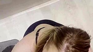 stepmom makes stepson cum hard in bath after hubby leaves