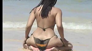 Peach Teases Her Ass On Caribbean Beach Waves