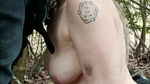 forest slave walk turns into humiliating outdoor dogging cumshot