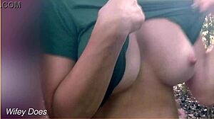 stranger asks wifey to flash big tits outdoors