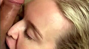 hot blonde couple showers with deepthroat ball licking and fucking