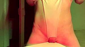 she rubs herself sensually on the table edge