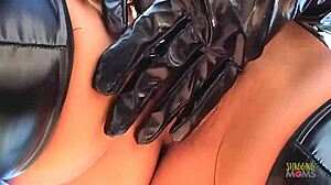 Blonde Milf Latex Rough Threesome Two Hard Cocks Pounding Tight Pussy