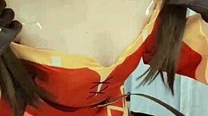 i crave that megumin cosplay moment when petite brunette teen fingers tight pussy and small tits slowly