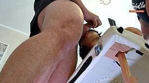 Wife sucks two cocks, swallows cum in threesome!