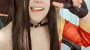 i crave that megumin cosplay moment when petite brunette teen fingers tight pussy and small tits slowly