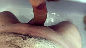 caught him showering so i washed sucked his cock and swallowed