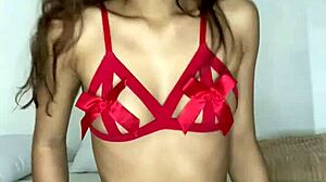 petite teen's big ass quivers sucking dildo to cum