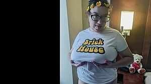 ms brickhouse gulps black cock cum with her big tits out