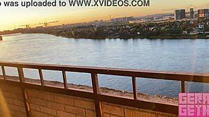 Gerageyn Smoking Girl Delivers Quick Public Balcony Blowjob Cumshot Close-Up