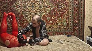 Sasha Earth rides ass dildo under Anastasia's mistress watch