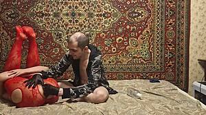 Sasha Earth rides ass dildo under Anastasia's mistress watch