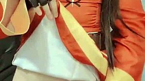 i crave that megumin cosplay moment when petite brunette teen fingers tight pussy and small tits slowly