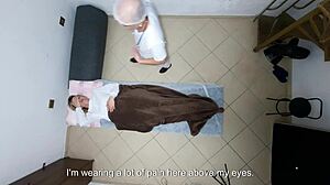 innocent patient bent over desk as doctor fills her tight ass with cum