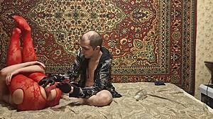 Sasha Earth rides ass dildo under Anastasia's mistress watch