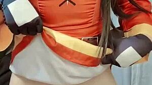 i crave that megumin cosplay moment when petite brunette teen fingers tight pussy and small tits slowly