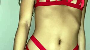 petite teen's big ass quivers sucking dildo to cum