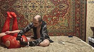 Sasha Earth rides ass dildo under Anastasia's mistress watch