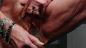 granny oma fucks her hairy pussy deep with huge dildo