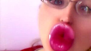 sissy doll turns bimbo with huge pink lipstick lips