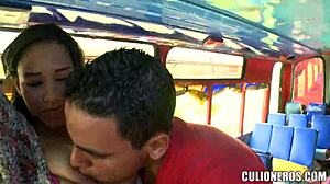 hey, this sexy colombian latina rides bus dick outdoors
