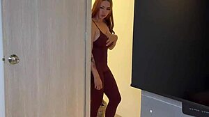 petite latina catches me jerking off with her panties home alone