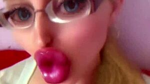 sissy doll turns bimbo with huge pink lipstick lips