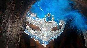 Masked Ebony Swallows Cum After Deep Face Fucking Blowjob