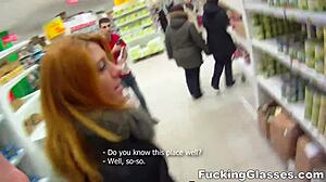 Wanna fuck this clueless redhead Renata teen's shaved pussy bent over with glasses on?