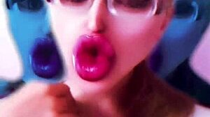 sissy doll turns bimbo with huge pink lipstick lips