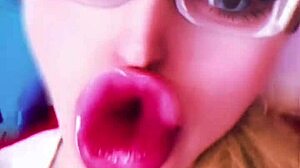 sissy doll turns bimbo with huge pink lipstick lips