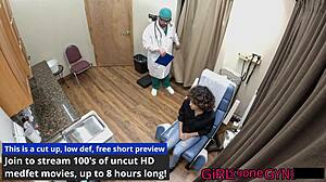 brooklyn rossi's first gyno exam spreads shaved pussy wide