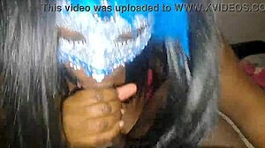 Masked Ebony Swallows Cum After Deep Face Fucking Blowjob