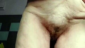 granny oma fucks her hairy pussy deep with huge dildo