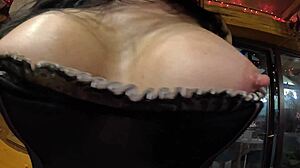 leather pants milf spreads fat pussy for deep anal finger masturbation